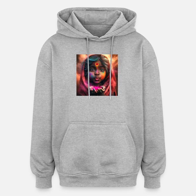 Souffle d'Amour - Sweat à capuche oversize unisexe - gris chiné
