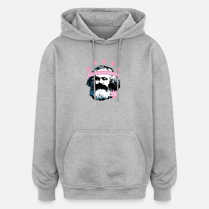 Glück durch Konsum – Bearded Icon - Oversized Unisex Hoodie - Grau meliert