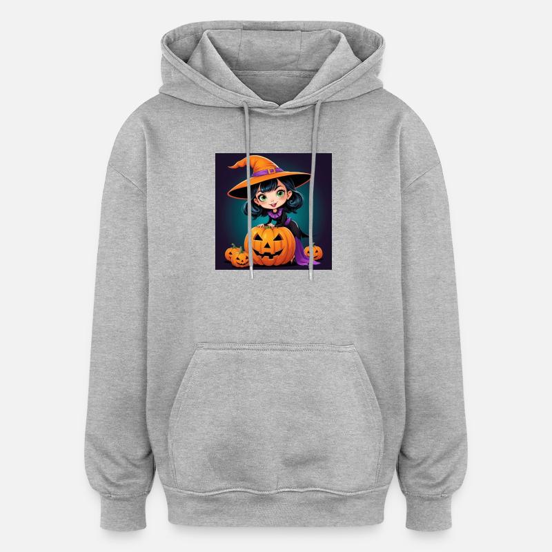 Sorcière d’Halloween - Sweat à capuche oversize unisexe - gris chiné