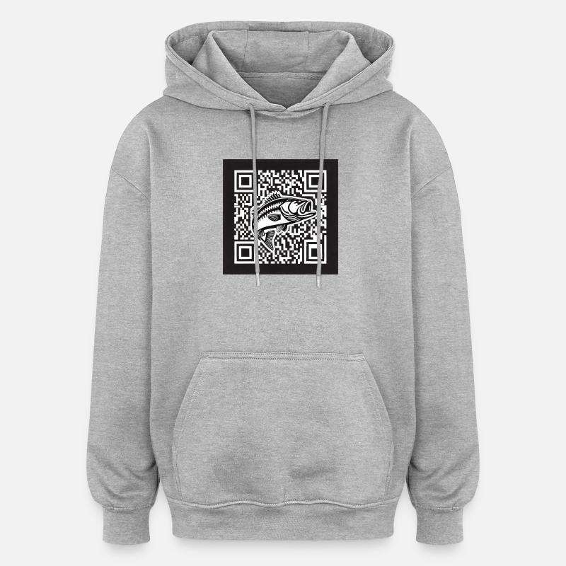 Design de code QR Perch - Sweat à capuche oversize unisexe - gris chiné