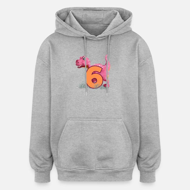 N°6 Dino - Sweat à capuche oversize unisexe - gris chiné