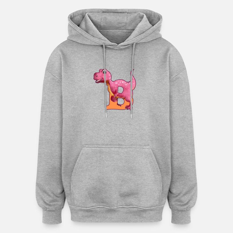 B - DINOSAUR, customizable - Oversized Unisex Hoodie - heather grey