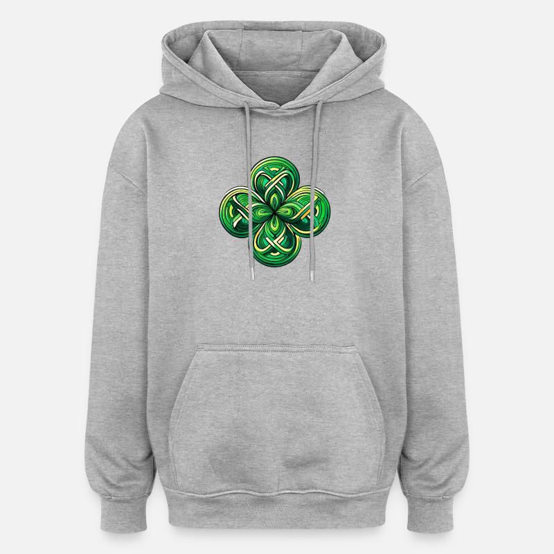 Vierblättriges Kleeblatt - Oversized Unisex Hoodie - Grau meliert