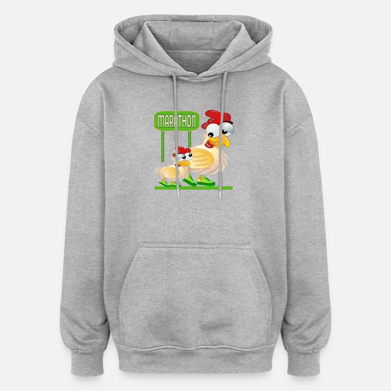 MARATHON - VOLAILLE POULET - Sweat à capuche oversize unisexe - gris chiné