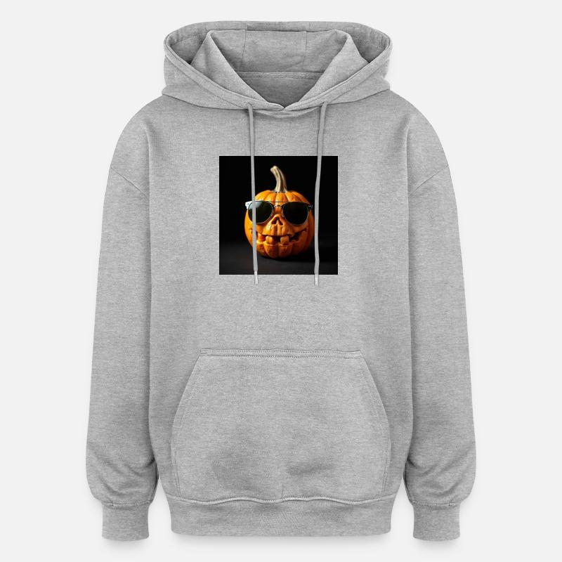 Citrouille avec lunettes de soleil - Sweat à capuche oversize unisexe - gris chiné