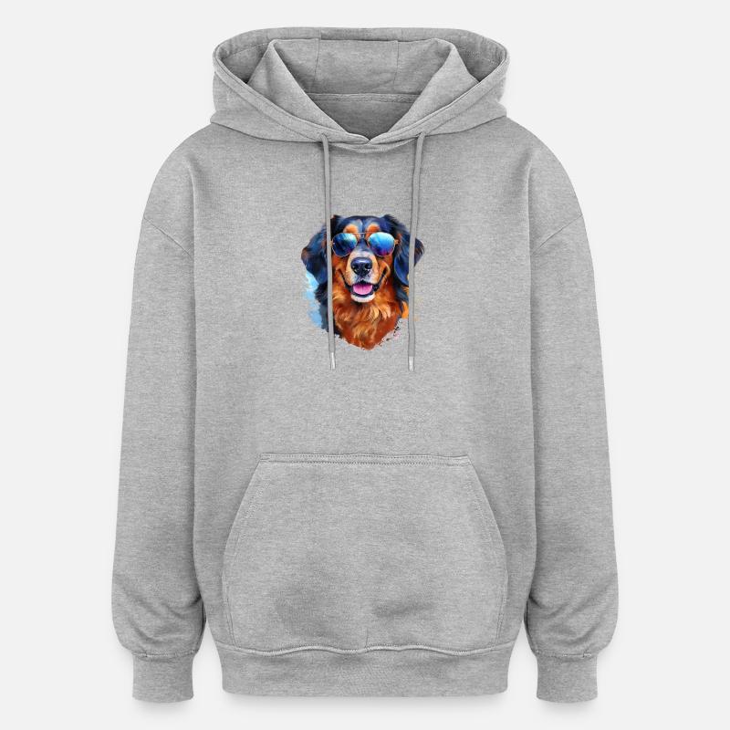 Hovawart avec lunettes de soleil - Sweat à capuche oversize unisexe - gris chiné