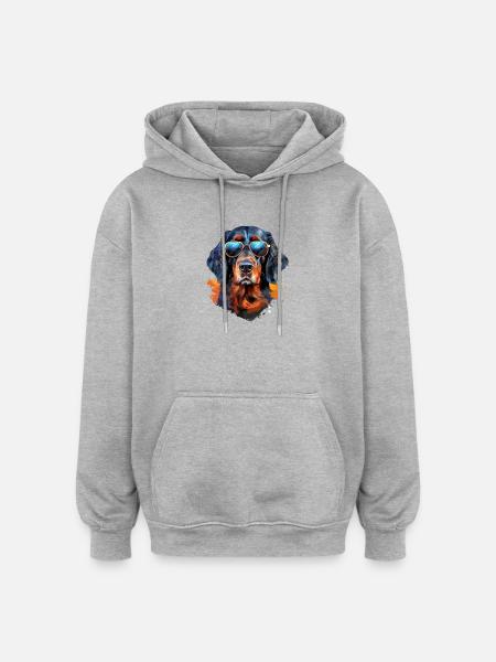 Gordon Setter with sunglasses - Oversized Unisex Hoodie - heather grey