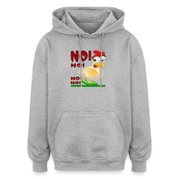 ANTWORT NEIN - HÜHNERSTALL - Oversized Unisex Hoodie - Grau meliert - Vorne - Noah (186cm)