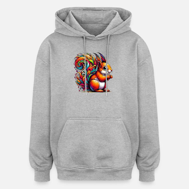 Écureuil - Sweat à capuche oversize unisexe - gris chiné