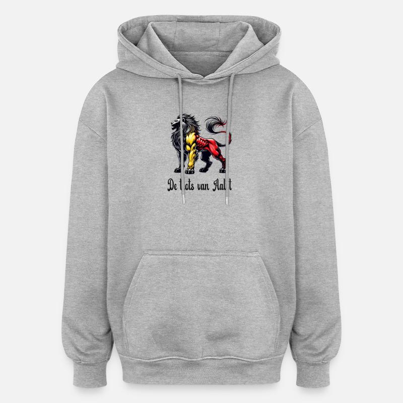 Motif du drapeau lion d'Alost - Sweat à capuche oversize unisexe - gris chiné