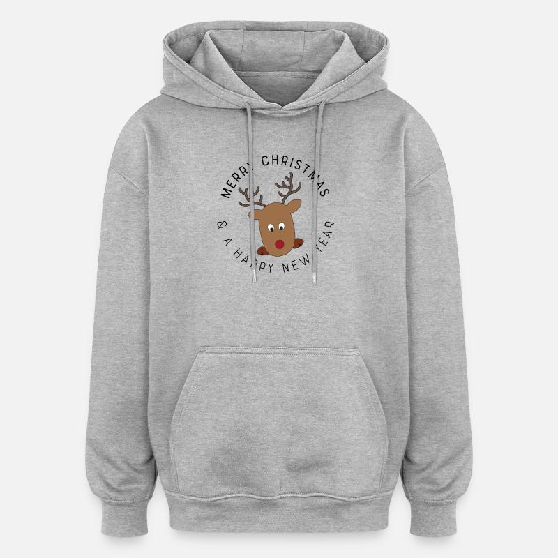 Petits cadeaux pour Noël - Sweat à capuche oversize unisexe - gris chiné