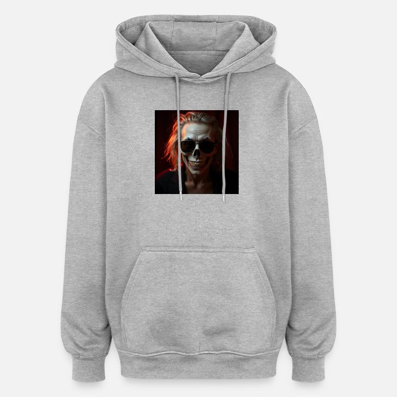 Halloween design - Sweat à capuche oversize unisexe - gris chiné