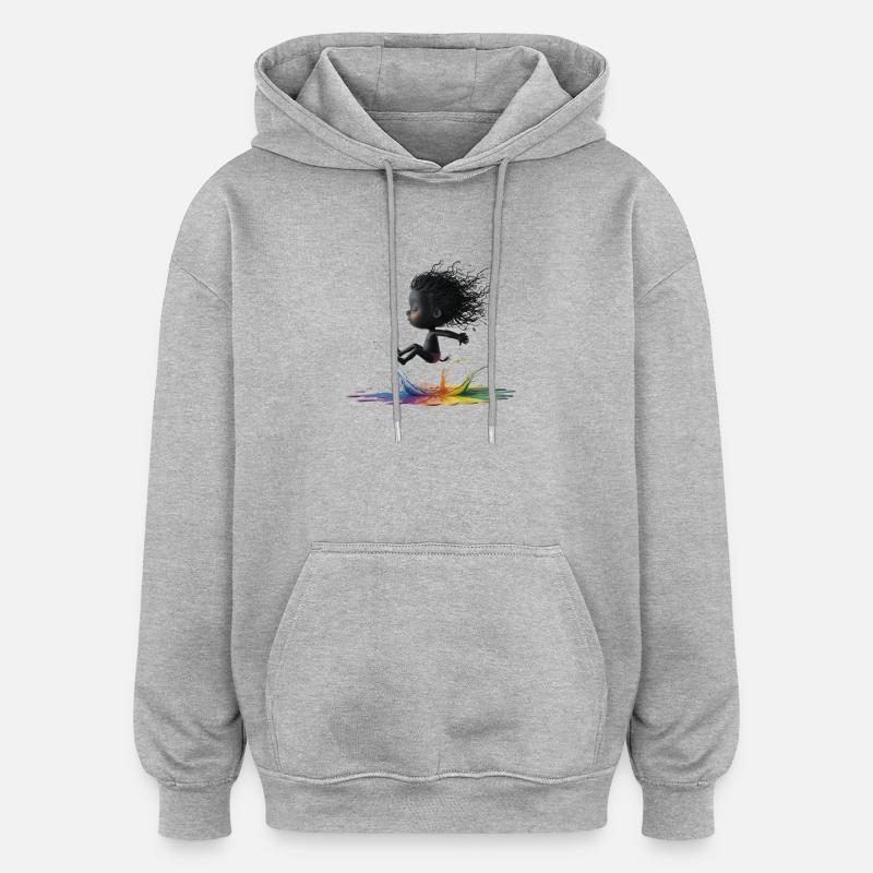 Elfie - Sweat à capuche oversize unisexe - gris chiné