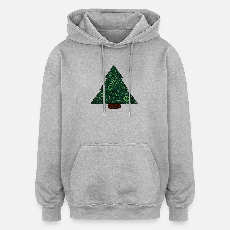 Mandala Weihnachtsbaum - Oversized Unisex Hoodie - Grau meliert