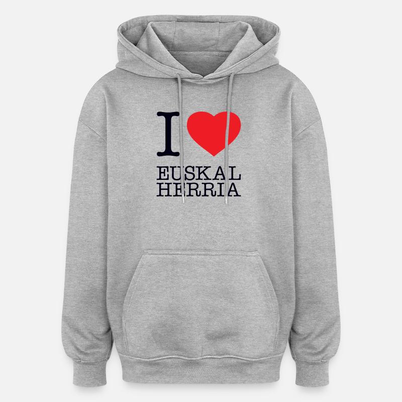 J’AIME EUSKAL HERRIA Pays Basque - Sweat à capuche oversize unisexe - gris chiné