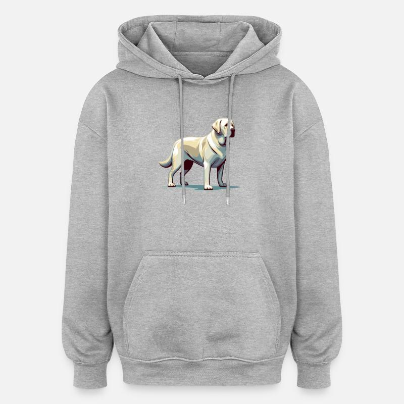 Labrador blanc debout - Sweat à capuche oversize unisexe - gris chiné