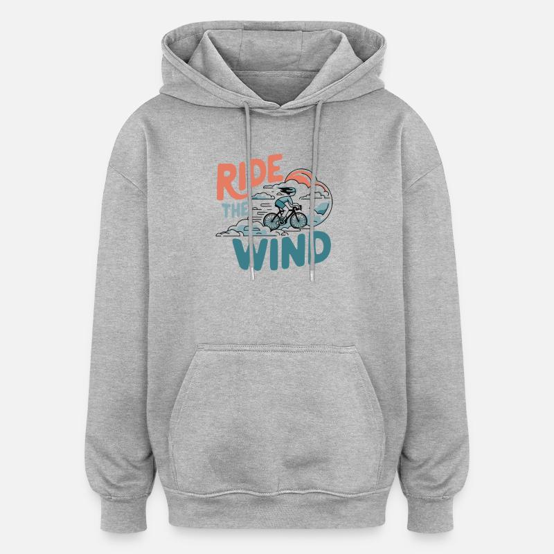 Fahren Sie mit dem Wind-Radfahrer - Oversized Unisex Hoodie - Grau meliert