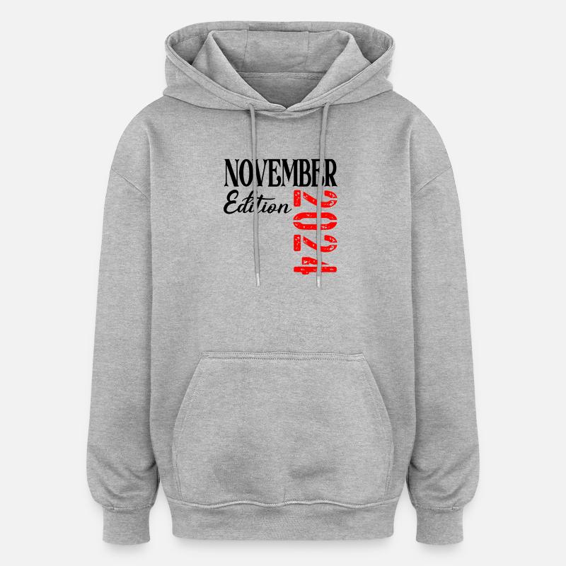 JOYEUX 2ème ANNIVERSAIRE NOVEMBRE 2024 - Sweat à capuche oversize unisexe - gris chiné