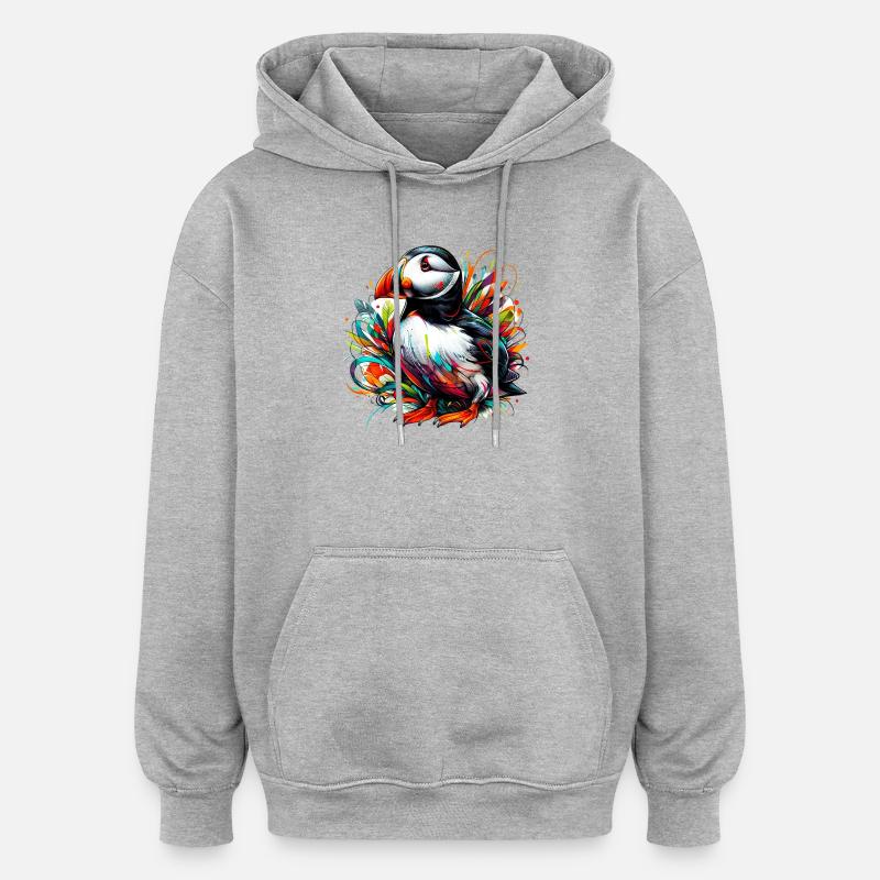 Papageitaucher - Oversized Unisex Hoodie - Grau meliert