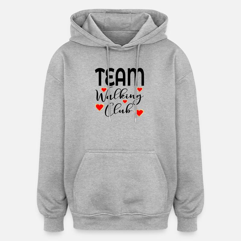 CLUB DE MARCHE EN ÉQUIPE - Sweat à capuche oversize unisexe - gris chiné