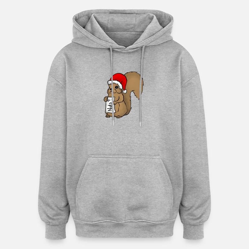 Écureuil de Noël - Sweat à capuche oversize unisexe - gris chiné