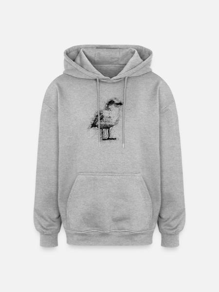 Mouette - Sweat à capuche oversize unisexe - gris chiné