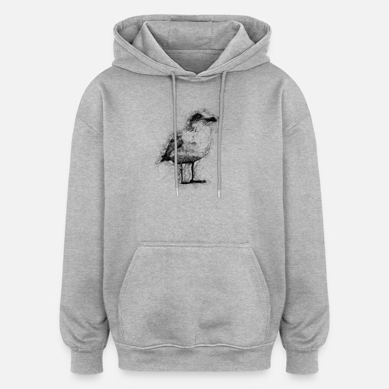 Mouette - Sweat à capuche oversize unisexe - gris chiné