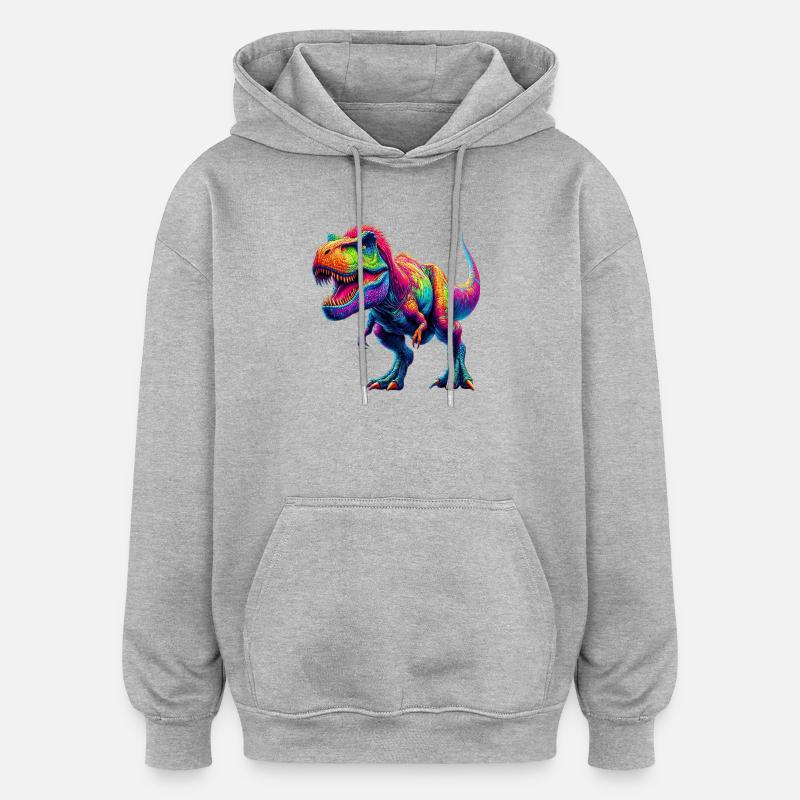 Dinosaurier - Oversized Unisex Hoodie - Grau meliert