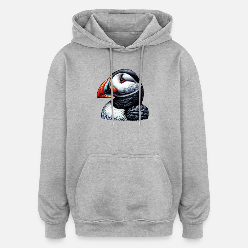 Macareux - Sweat à capuche oversize unisexe - gris chiné