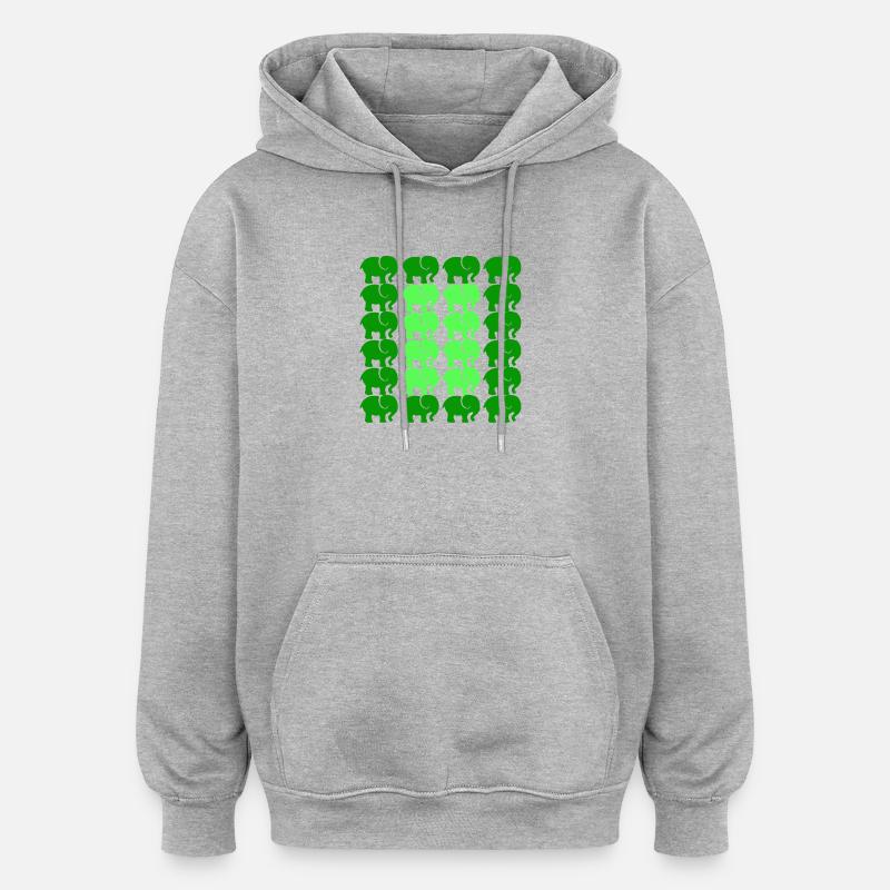 ÉLÉPHANT - Sweat à capuche oversize unisexe - gris chiné