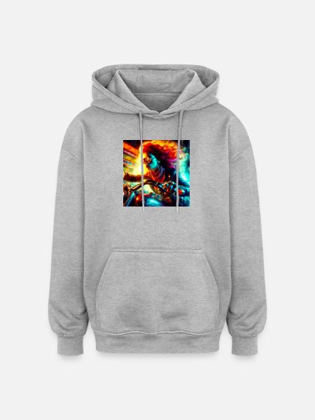 Cyberpunk Moto - Oversized Unisex Hoodie - heather grey