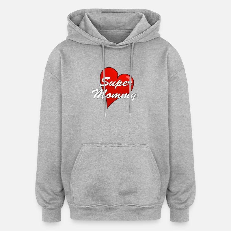 SUPER MAMAN - Sweat à capuche oversize unisexe - gris chiné