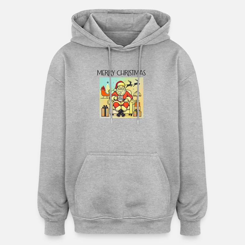 Père Noël Café Pas Avant - Sweat à capuche oversize unisexe - gris chiné