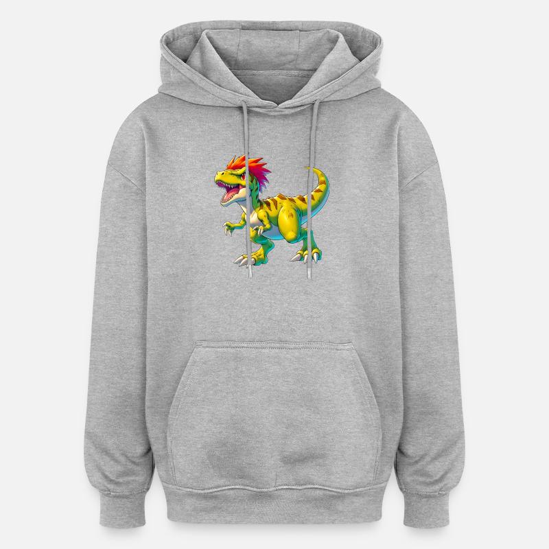 Dinosaurier - Oversized Unisex Hoodie - Grau meliert