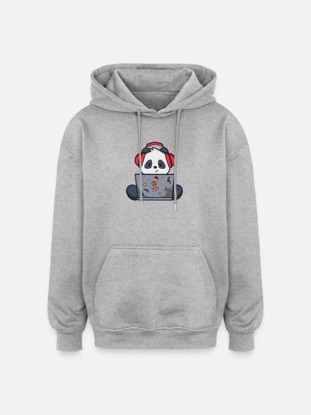 Gaming Panda - Edition Christmas - Oversized Unisex Hoodie - heather grey