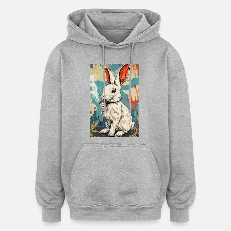 GraffitiHase Zigarette - Oversized Unisex Hoodie - Grau meliert