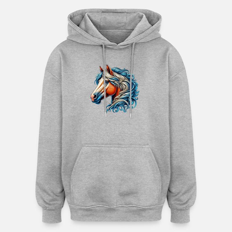 Cheval - Sweat à capuche oversize unisexe - gris chiné