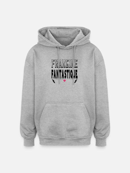 Frangine Fantastique - Sweat à capuche oversize unisexe - gris chiné