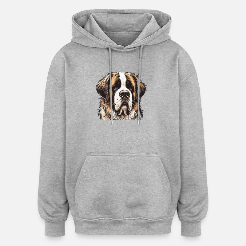 Saint-bernard - Sweat à capuche oversize unisexe - gris chiné