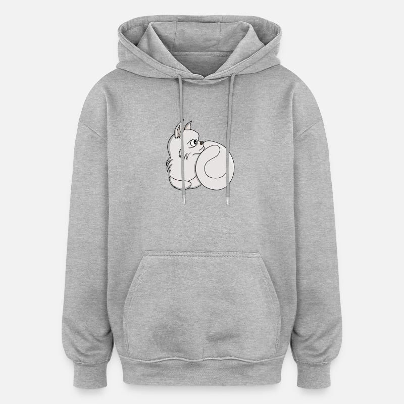 Chat curieux - Sweat à capuche oversize unisexe - gris chiné