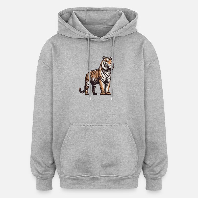 Tiger - Oversized Unisex Hoodie - Grau meliert