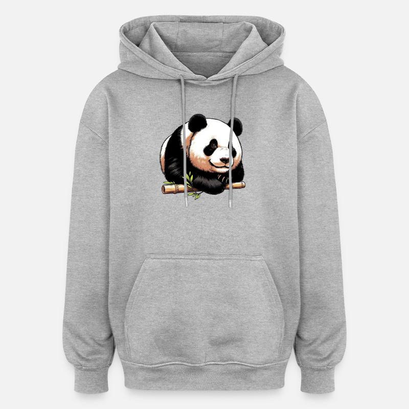 Panda - Sweat à capuche oversize unisexe - gris chiné