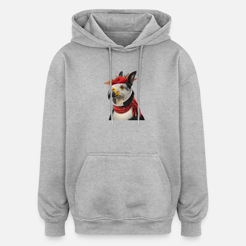 Conception hybride d’oiseau mythique vif - Sweat à capuche oversize unisexe - gris chiné