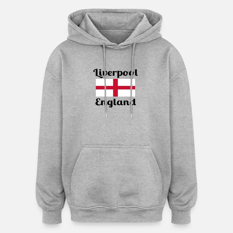 Liverpool, Angleterre - Imprimés élégants - Sweat à capuche oversize unisexe - gris chiné