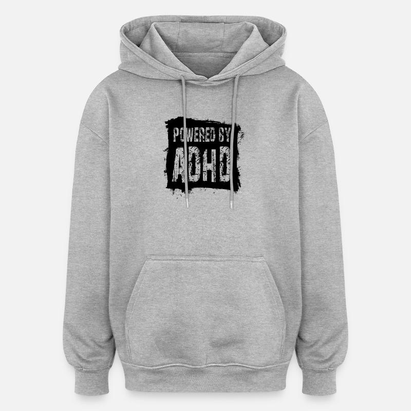 TDAH - Sweat à capuche oversize unisexe - gris chiné