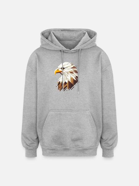 Geometrisk skaldet ørn – symbol på styrke - Oversize unisex hoodie - grå meleret