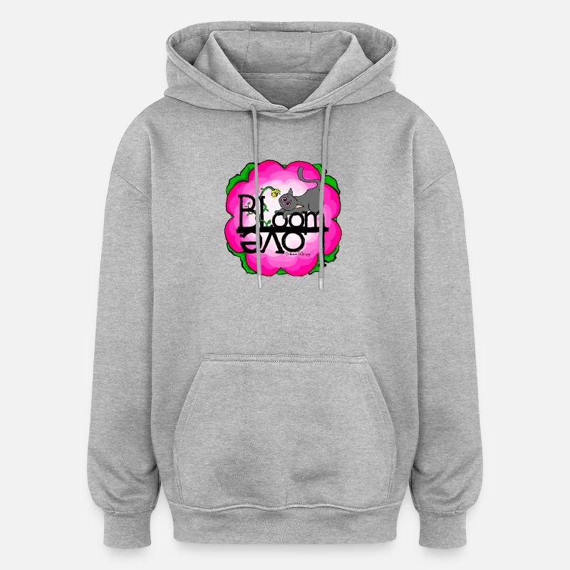 Frühling-Katze Spring Love - Oversized Unisex Hoodie - Grau meliert