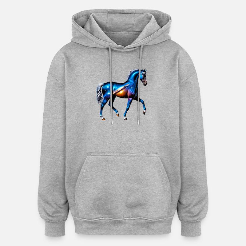 Pferd - Oversized Unisex Hoodie - Grau meliert