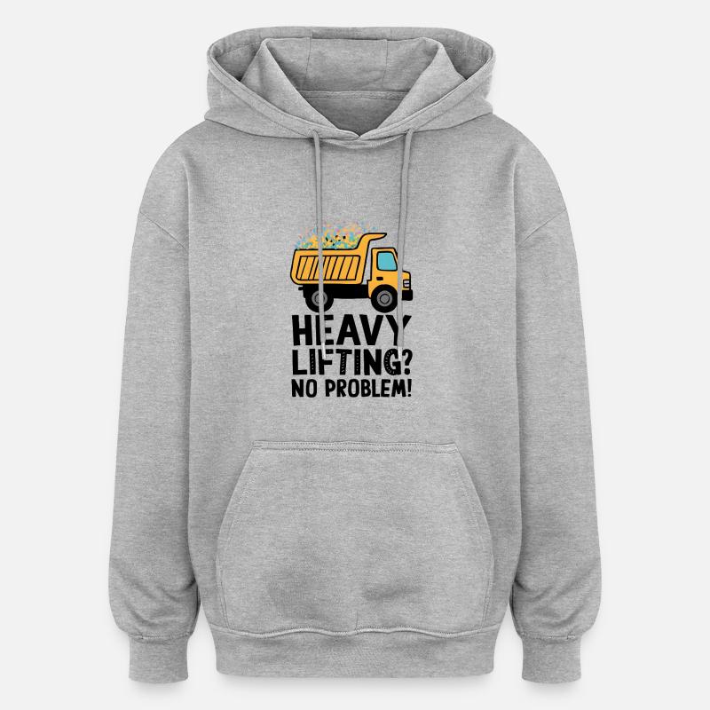 Camion à benne basculante Levage lourd - Sweat à capuche oversize unisexe - gris chiné