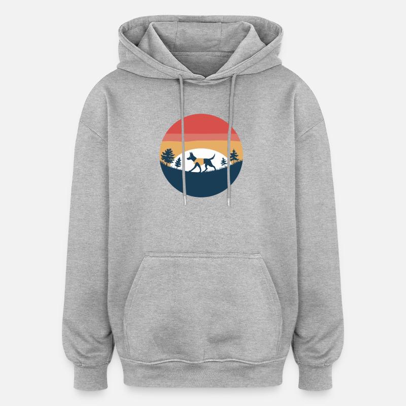 Hundewanderer - Oversized Unisex Hoodie - Grau meliert